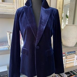 Tahari Blue Velvet Blazer Jacket